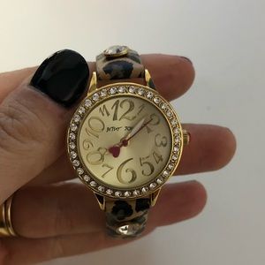Leopard print leather strap Betsey Johnson watch